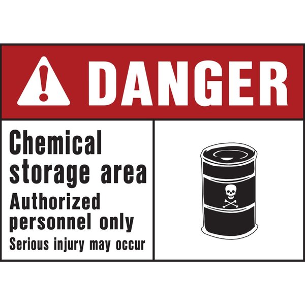 Hy-Ko Danger Chemical Storage Area Sign 10" x 14", 5PK A00408